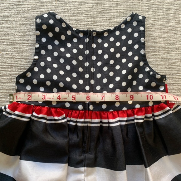 Bonnie Baby Polka Dot & Striped Dress - Black, White, and Red - 24m - Christmas - Picture 7 of 7